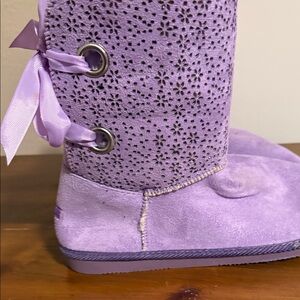 Lavender Ankle Boots with Ribbon Accents